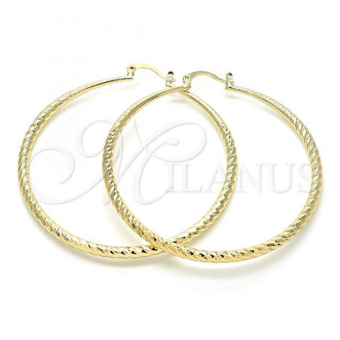 Oro Laminado Large Hoop, Gold Filled Style Diamond Cutting Finish, Golden Finish, 02.213.0160.60