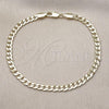 Oro Laminado Basic Bracelet, Gold Filled Style Concave Cuban Design, Polished, Golden Finish, 04.213.0356.09