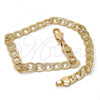 Oro Laminado Basic Bracelet, Gold Filled Style Pave Cuban Design, Diamond Cutting Finish, Golden Finish, 5.223.004.09