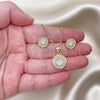 Oro Laminado Earring and Pendant Adult Set, Gold Filled Style with White Cubic Zirconia and White Micro Pave, Polished, Golden Finish, 10.342.0084