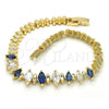 Oro Laminado Fancy Bracelet, Gold Filled Style with Sapphire Blue and White Cubic Zirconia, Polished, Golden Finish, 03.210.0082.3.07