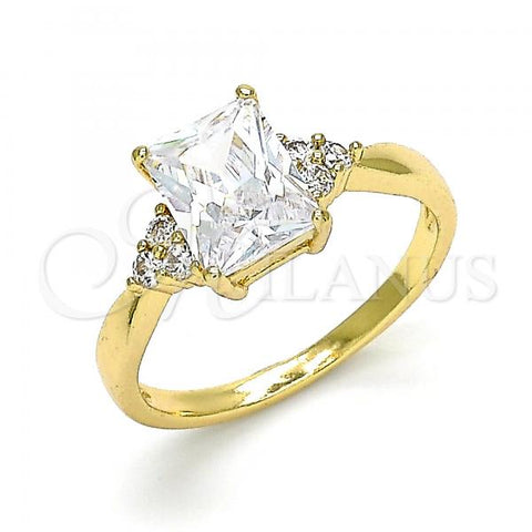 Oro Laminado Multi Stone Ring, Gold Filled Style with White Cubic Zirconia, Polished, Golden Finish, 01.210.0119.5.08