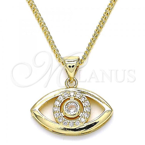 Oro Laminado Pendant Necklace, Gold Filled Style with White Micro Pave, Polished, Golden Finish, 04.156.0302.20