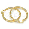 Oro Laminado Large Hoop, Gold Filled Style Hollow Design, Diamond Cutting Finish, Golden Finish, 02.170.0125.50