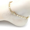 Oro Laminado Fancy Anklet, Gold Filled Style Mariner and Turtle Design, Polished, Golden Finish, 03.63.2277.10