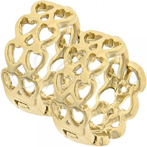 Oro Laminado Huggie Hoop, Gold Filled Style Heart Design, Polished, Golden Finish, 5.133.004