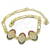 Oro Laminado Fancy Bracelet, Gold Filled Style Guadalupe Design, with Multicolor Crystal, Polished, Golden Finish, 03.351.0007.1.08