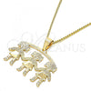 Oro Laminado Pendant Necklace, Gold Filled Style Little Girl Design, Polished, Golden Finish, 04.213.0165.20