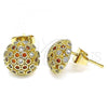 Oro Laminado Stud Earring, Gold Filled Style with Garnet and White Micro Pave, Polished, Golden Finish, 02.344.0017.2