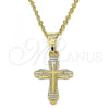 Oro Laminado Religious Pendant, Gold Filled Style Cross Design, Polished, Golden Finish, 05.163.0091