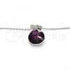 Rhodium Plated Pendant Necklace, Bow Design, with Amethyst Swarovski Crystals and White Micro Pave, Polished, Rhodium Finish, 04.239.0016.2.16