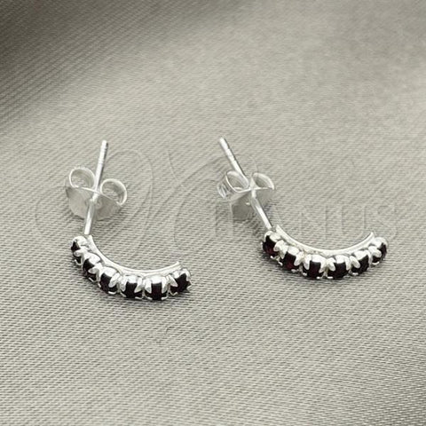 Sterling Silver Stud Earring, with Black Crystal, Polished, Silver Finish, 02.406.0017.02