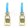 Oro Laminado Huggie Hoop, Gold Filled Style Lock Design, Turquoise Enamel Finish, Golden Finish, 02.213.0213.2.12