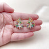 Oro Laminado Stud Earring, Gold Filled Style Flower Design, with Multicolor and White Cubic Zirconia, Polished, Golden Finish, 02.436.0006