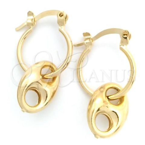 Oro Laminado Small Hoop, Gold Filled Style Puff Mariner Design, Polished, Golden Finish, 02.58.0040.12