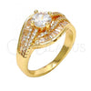 Gold Tone Multi Stone Ring, with White Cubic Zirconia, Polished, Golden Finish, 01.199.0004.09.GT (Size 9)
