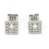 Sterling Silver Stud Earring, with White Cubic Zirconia, Polished, Rhodium Finish, 02.186.0030