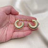 Oro Laminado Medium Hoop, Gold Filled Style Hollow Design, Diamond Cutting Finish, Golden Finish, 02.163.0308.30