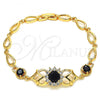 Oro Laminado Fancy Bracelet, Gold Filled Style with Black and White Cubic Zirconia, Polished, Golden Finish, 03.266.0027.1.08