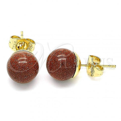 Oro Laminado Stud Earring, Gold Filled Style Ball Design, Polished, Golden Finish, 02.63.2121.4