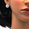 Sterling Silver Earring and Pendant Adult Set, with White Cubic Zirconia, Polished, Rhodium Finish, 10.175.0040