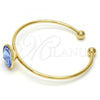 Oro Laminado Individual Bangle, Gold Filled Style with Bermuda Blue Swarovski Crystals, Polished, Golden Finish, 07.239.0012.3 (02 MM Thickness, One size fits all)