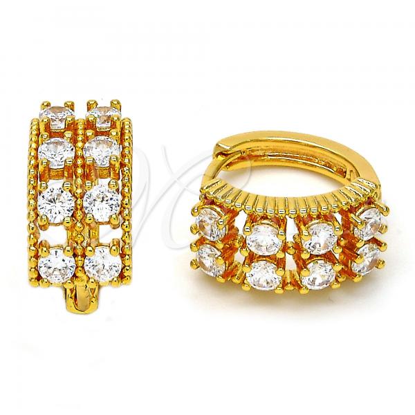 Oro Laminado Small Hoop, Gold Filled Style with White Cubic Zirconia, Polished, Golden Finish, 02.237.0011.15