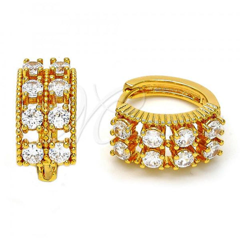 Oro Laminado Small Hoop, Gold Filled Style with White Cubic Zirconia, Polished, Golden Finish, 02.237.0011.15