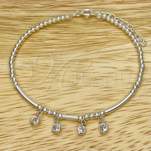 Sterling Silver Fancy Bracelet, Ball Design, with White Cubic Zirconia, Polished, Silver Finish, 03.401.0016.07