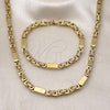 Stainless Steel Necklace and Bracelet, Polished, Golden Finish, 06.116.0060.2