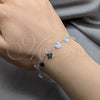 Sterling Silver Fancy Bracelet, Star and Paperclip Design, Polished, Silver Finish, 03.409.0124.07