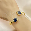 Oro Laminado Individual Bangle, Gold Filled Style with Sapphire Blue Cubic Zirconia and White Micro Pave, Polished, Golden Finish, 07.381.0002.4