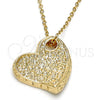 Oro Laminado Fancy Pendant, Gold Filled Style Heart Design, Diamond Cutting Finish, Golden Finish, 5.179.026