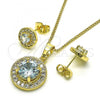 Oro Laminado Earring and Pendant Adult Set, Gold Filled Style with White Cubic Zirconia, Polished, Golden Finish, 10.284.0030