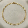 Oro Laminado Basic Anklet, Gold Filled Style Curb Design, Polished, Golden Finish, 04.213.0237.10