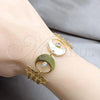 Stainless Steel Solid Bracelet, Star Design, with White Crystal, Polished, Golden Finish, 03.63.22141.08