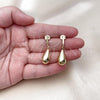 Oro Laminado Dangle Earring, Gold Filled Style Teardrop Design, Polished, Golden Finish, 02.60.0160
