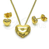 Oro Laminado Earring and Pendant Adult Set, Gold Filled Style Chunky Design, Polished, Golden Finish, 10.156.0472