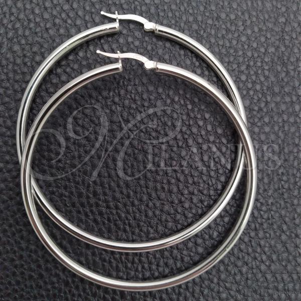 Sterling Silver Large Hoop, Hollow Design, Polished, Silver Finish, 02.389.0185.60