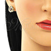 Oro Laminado Stud Earring, Gold Filled Style Evil Eye Design, Red Enamel Finish, Golden Finish, 02.213.0423