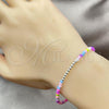 Sterling Silver Fancy Bracelet, Ball Design, with Multicolor Crystal, Polished, Silver Finish, 03.401.0020.07