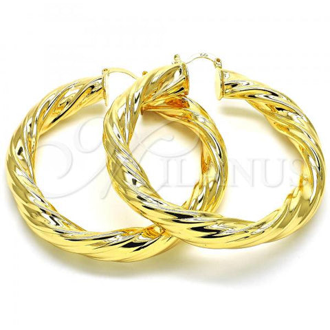 Oro Laminado Large Hoop, Gold Filled Style and Hollow Polished, Golden Finish, 02.170.0261.60