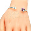 Rhodium Plated Individual Bangle, Flower Design, with Rose and Aurore Boreale Swarovski Crystals, Polished, Rhodium Finish, 07.239.0011.7 (02 MM Thickness, One size fits all)