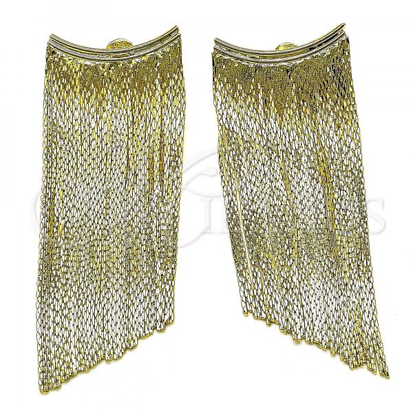 Oro Laminado Long Earring, Gold Filled Style Diamond Cutting Finish, Golden Finish, 02.341.0134