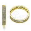 Oro Laminado Huggie Hoop, Gold Filled Style with White Micro Pave, Polished, Golden Finish, 02.213.0591.35