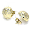 Oro Laminado Stud Earring, Gold Filled Style Diamond Cutting Finish, Golden Finish, 02.100.0124