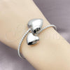 Rhodium Plated Individual Bangle, Heart Design, with White Cubic Zirconia, Polished, Rhodium Finish, 07.421.0002.1