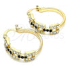 Oro Laminado Small Hoop, Gold Filled Style with Black and White Crystal, Polished, Golden Finish, 02.100.0073.3.20