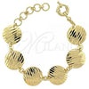 Oro Laminado Fancy Bracelet, Gold Filled Style Diamond Cutting Finish, Golden Finish, 5.033.009