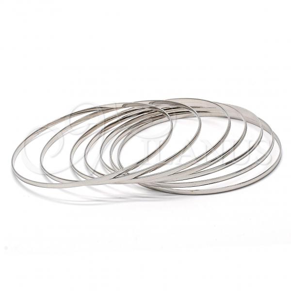 Rhodium Plated Semanario Bangle, Polished, Rhodium Finish, 5.232.002.1.06 (02 MM Thickness, Size 6)